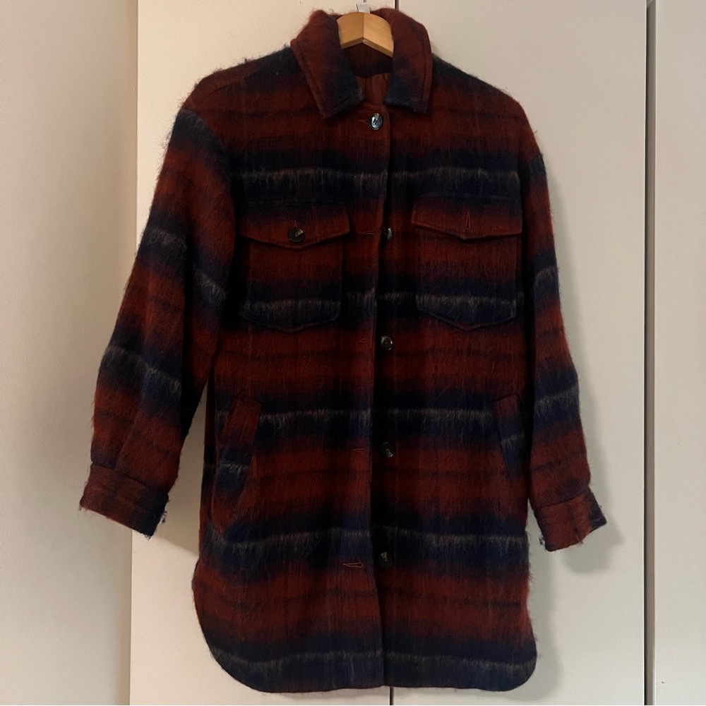 Topshop Red and Black Striped Utility Jacket